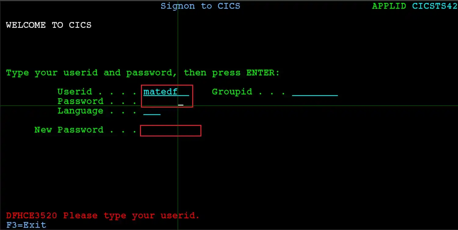 Login to CICS Region