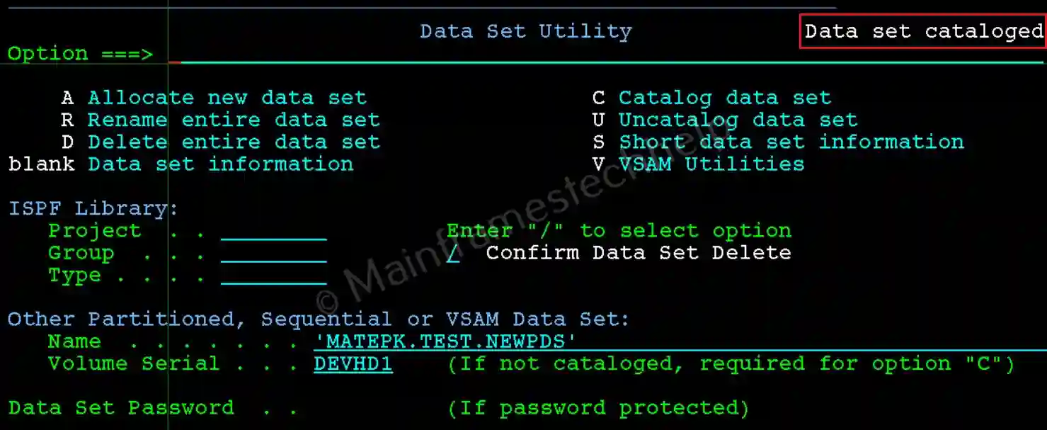 Catalog PDS Example
