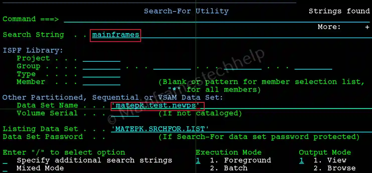 Search-For Panel